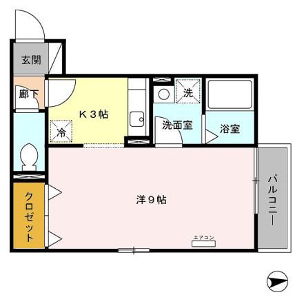 サン・ミッシェル(1K/2階)の間取り写真