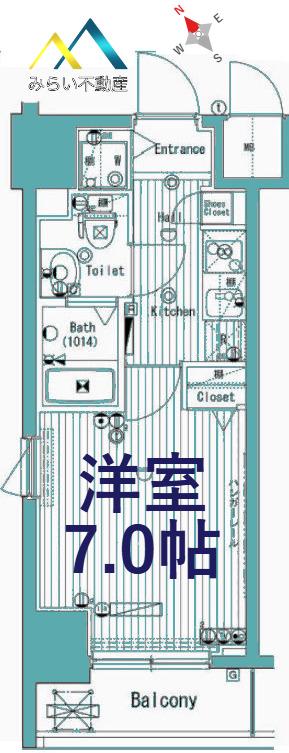 グランド・ガーラ横濱万世町(1K/2階)の間取り写真