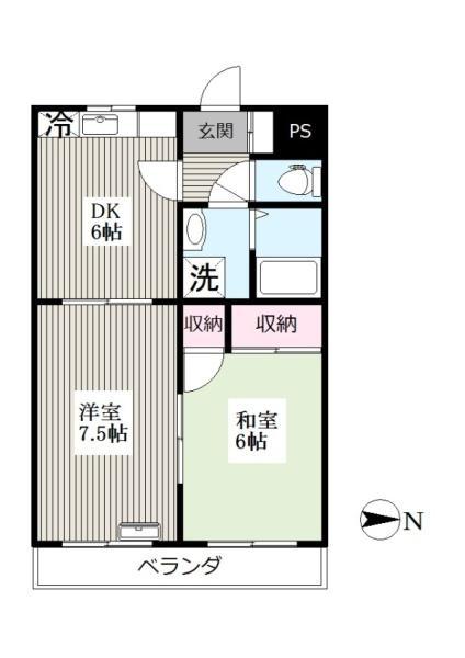 アーバンハイム(2DK/1階)の間取り写真