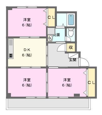 L・RETRIVER(3DK/2階)の間取り写真