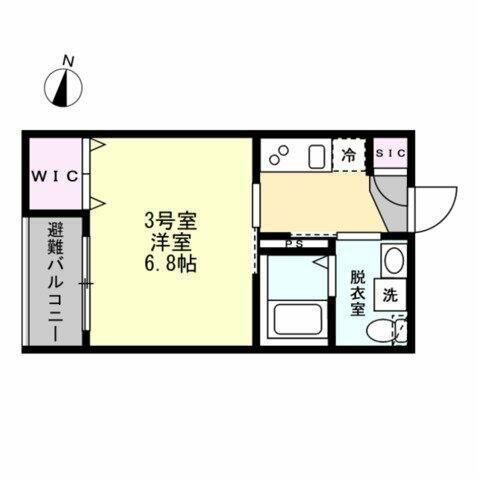 ベイルーム海老名(1K/2階)の間取り写真