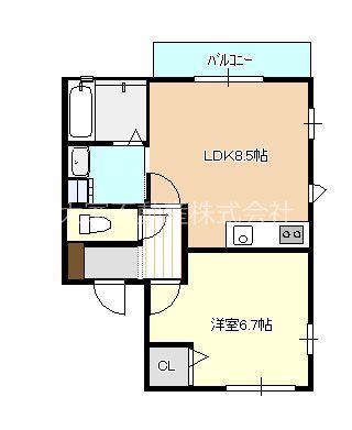 TOWN COURT(1LDK/2階)の間取り写真