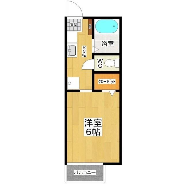ハイツカタオカ(1K/2階)の間取り写真