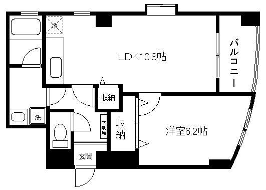 Yビル(1LDK/3階)の間取り写真