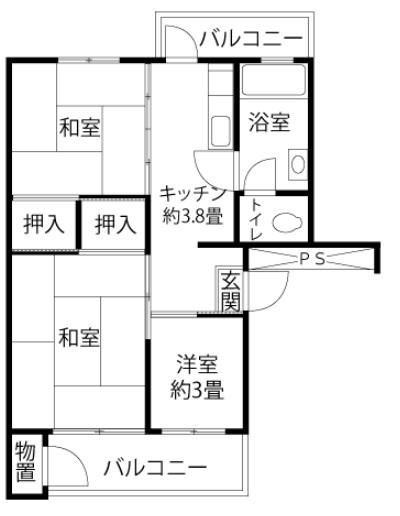 久留米下里(3K/5階)の間取り写真