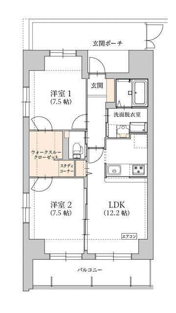 グラン トガリーゼ(2LDK/9階)の間取り写真