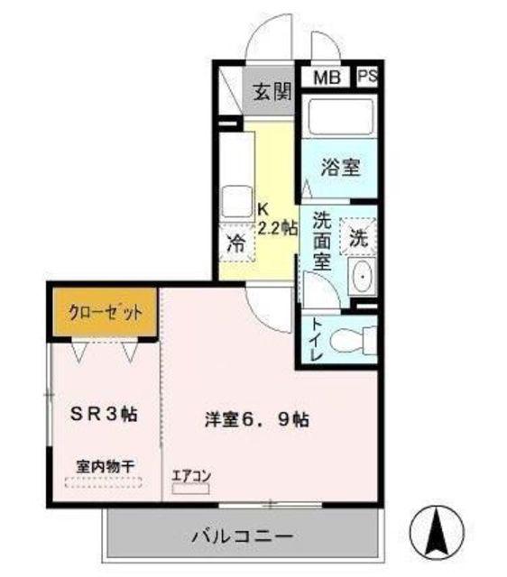 トレビナ与野本町(1K/2階)の間取り写真