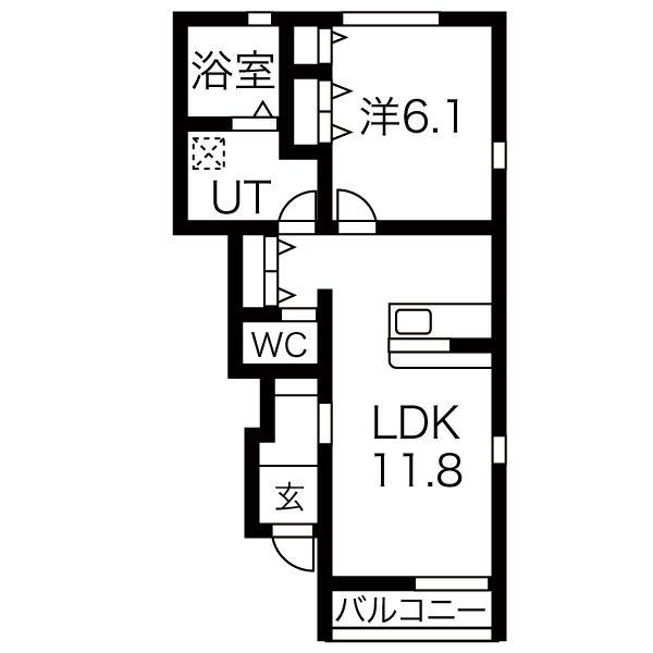 モルゲンレーテ南沢A(1LDK/1階)の間取り写真