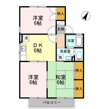 セジュール南州(3DK/2階)の間取り写真