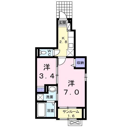 プロムナード 北四ツ居(2K/1階)の間取り写真