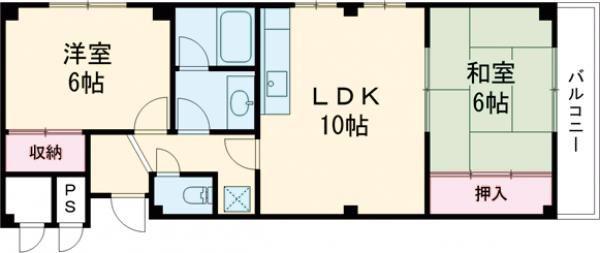 イーストコート沢良宜(2LDK/1階)の間取り写真