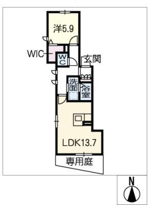 メゾン向陽W(1LDK/1階)の間取り写真