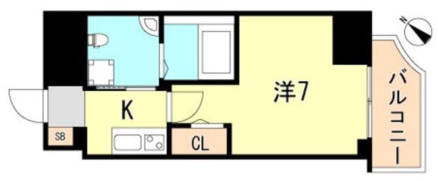 セレニテ神戸元町クレア(1K/8階)の間取り写真