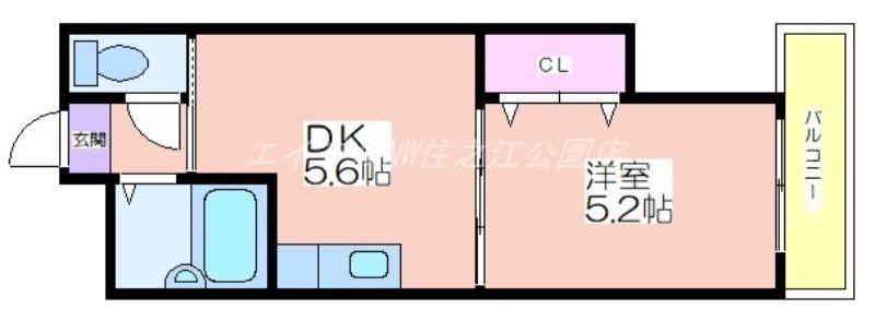 リレックス上住吉(1DK/3階)の間取り写真