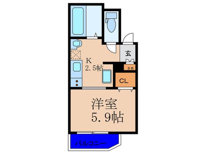 エスエスII(1K/3階)の間取り写真