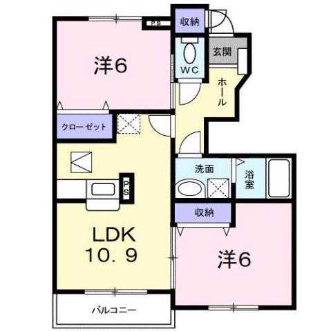 プロムナードII(2LDK/1階)の間取り写真