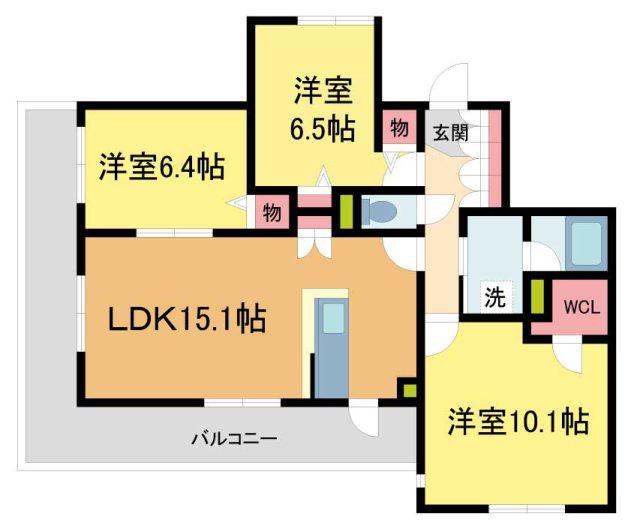 フェンテ住吉本町(3LDK/3階)の間取り写真