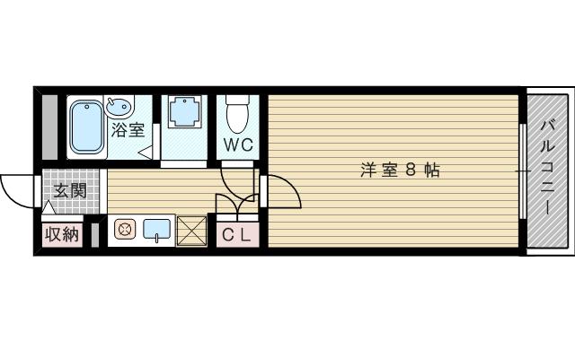 グランベイ豊新(1K/4階)の間取り写真