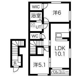 グランドソレイユ福沢(2LDK/2階)の間取り写真