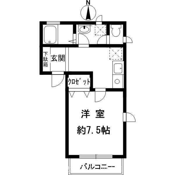 ルシエール離宮(1DK/1階)の間取り写真