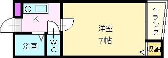 ミドウスジ堺(1K/2階)の間取り写真