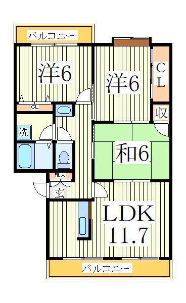 ハウス青山(3LDK/2階)の間取り写真