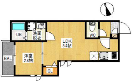 G-SMART竹下(1LDK/2階)の間取り写真