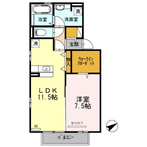プリーマM(1LDK/2階)の間取り写真
