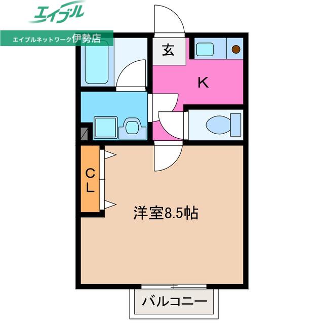 サニーヒル玉城A(1K/2階)の間取り写真