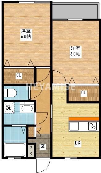 シーサイドハイツ深堀(2DK/2階)の間取り写真
