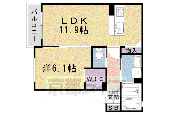 セントリヴィエ桂川(1LDK/1階)の間取り写真