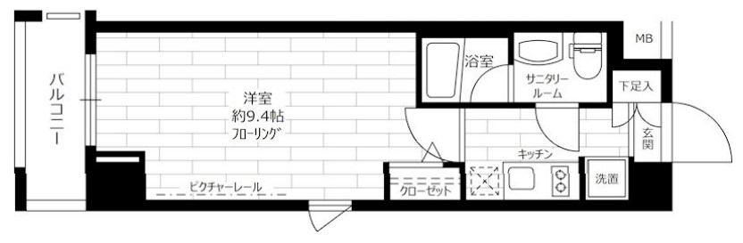 ステージファースト新御徒町(1K/13階)の間取り写真