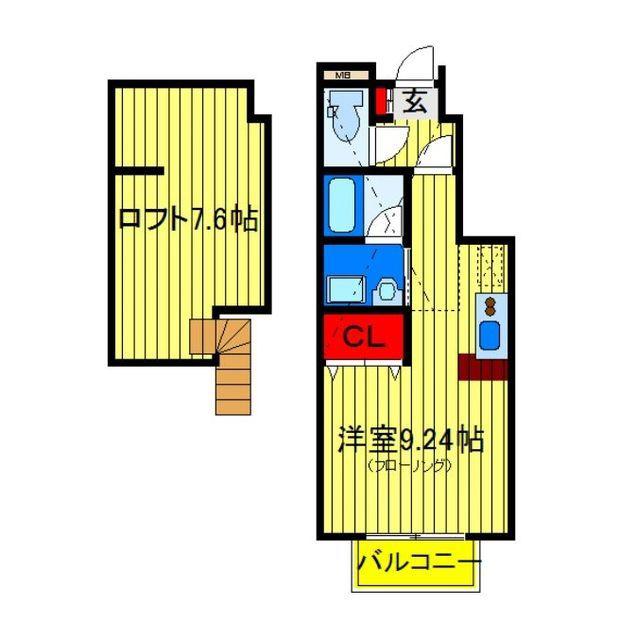 プラシード殿平賀(ワンルーム/1階)の間取り写真