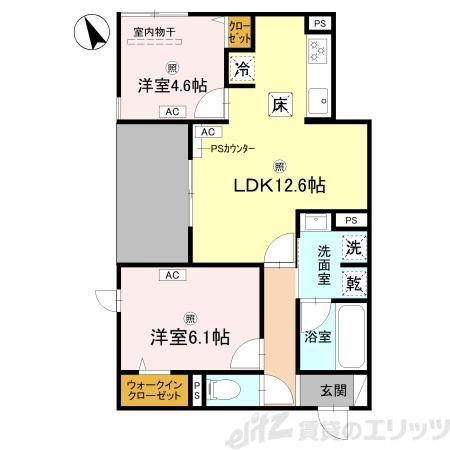 クラシスト菅原ウエスト(2LDK/1階)の間取り写真