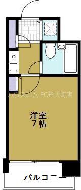シロハイヌ弁天町(1K/8階)の間取り写真