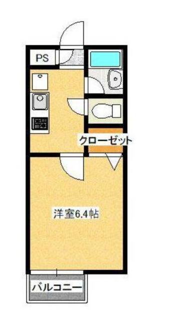 レジデンス八王子(1K/2階)の間取り写真