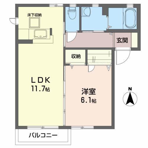 カンパーニュII(1LDK/1階)の間取り写真