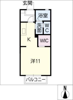 プラシノスE(ワンルーム/2階)の間取り写真
