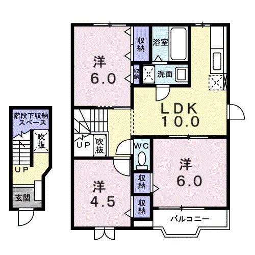 アメニティハイムII(3LDK/2階)の間取り写真