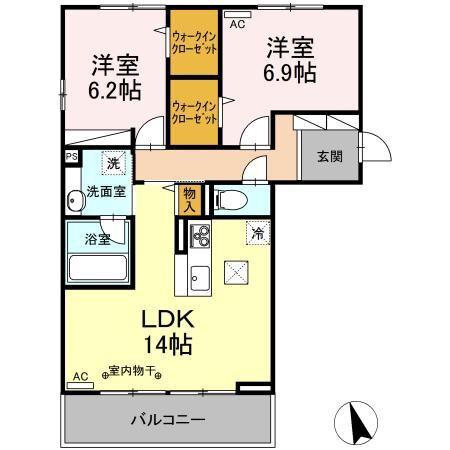 エトワール古瀧 2(2LDK/1階)の間取り写真