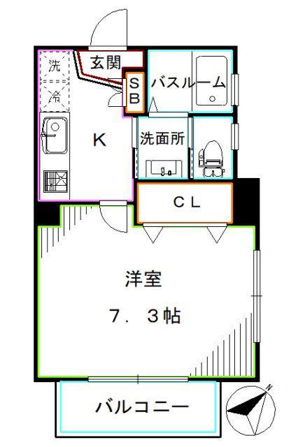 メゾンクレールー(1K/1階)の間取り写真
