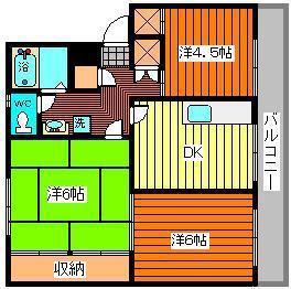 アシスト第5秋田マンション(3DK/3階)の間取り写真