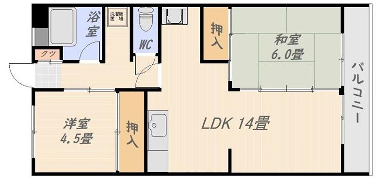 ダイヤモンドハイツ(2LDK/3階)の間取り写真