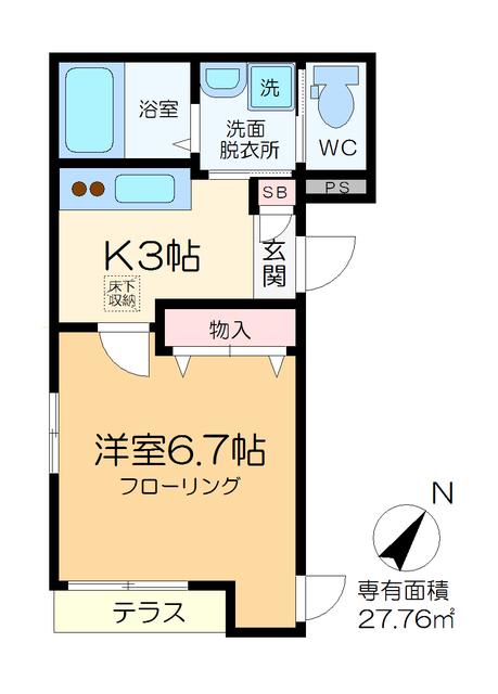 ＪＲ総武線 小岩駅 徒歩7分 3階建 築11年(1K/1階)の間取り写真