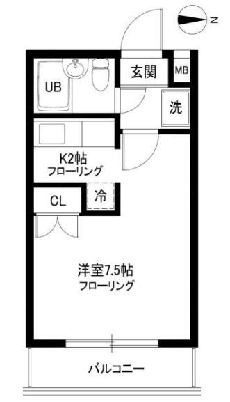 バレエハウスK(1K/6階)の間取り写真