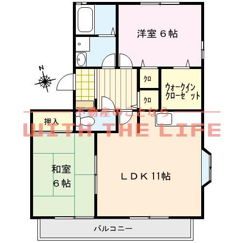 レジデンス国分II(2LDK/2階)の間取り写真