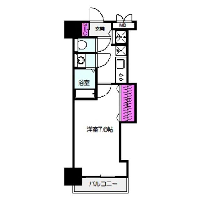 LUXE玉造II(1K/10階)の間取り写真