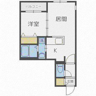 シマン美園(1LDK/3階)の間取り写真