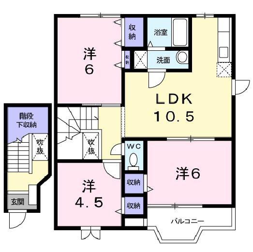 ジャン・ピュールII(3LDK/2階)の間取り写真