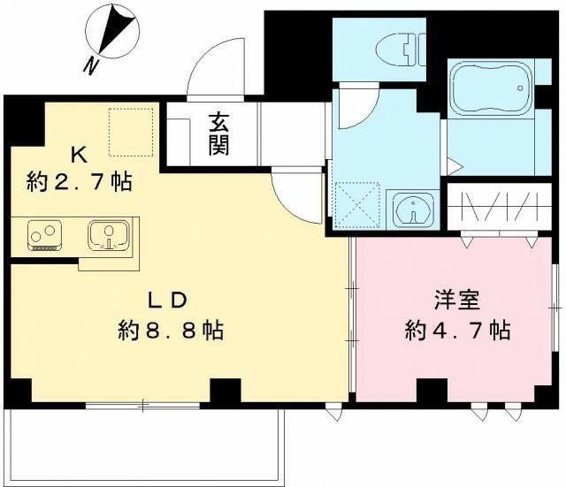 ダイヤモンドバレー(1LDK/4階)の間取り写真
